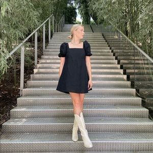 Black open back dress!